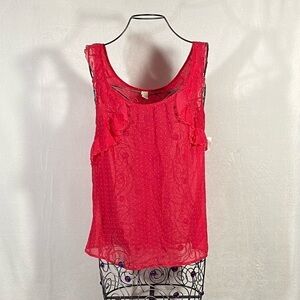 Old Navy pink polka dot chiffon top size M